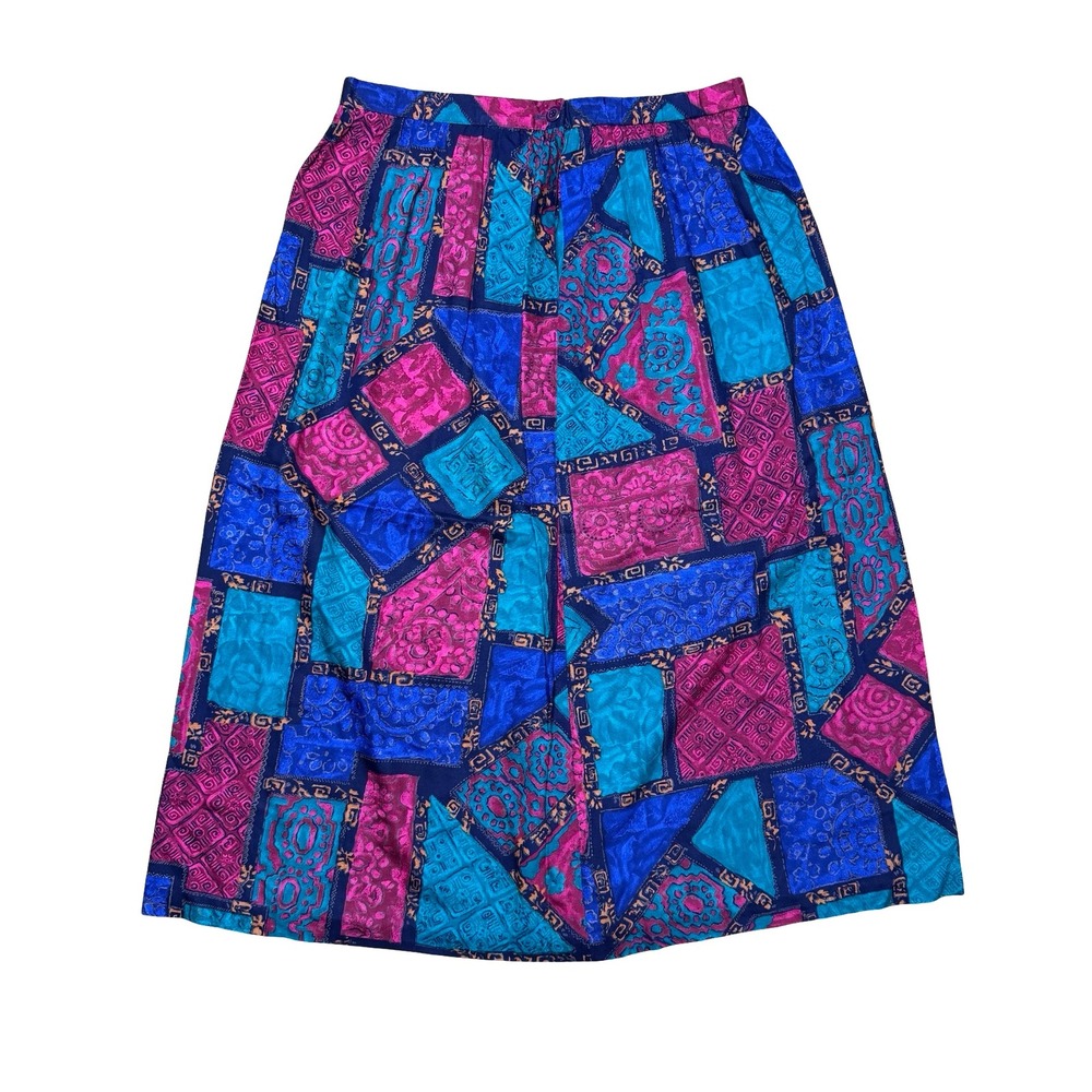 Vintage 90s Alfred Dunner Geometric Mosaic Midi Skirt Art Maximalist Size 12